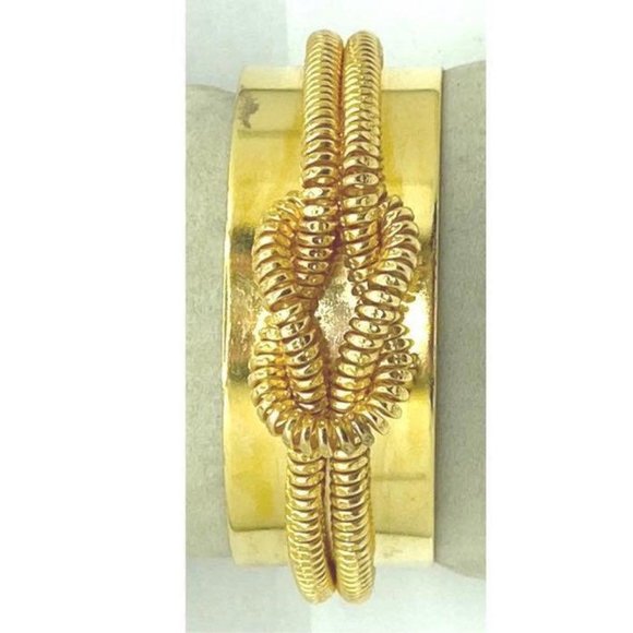 Retro Achilles Jewelry love knot wide gold tone cuff bracelet - Picture 2 of 5